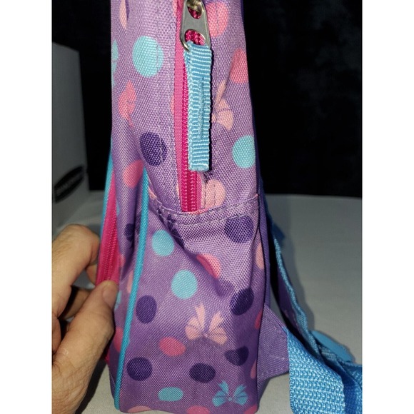Girls Purple Regular School Backpack with Front Zipper Pocket Beautiful Print - Picture 3 of 7